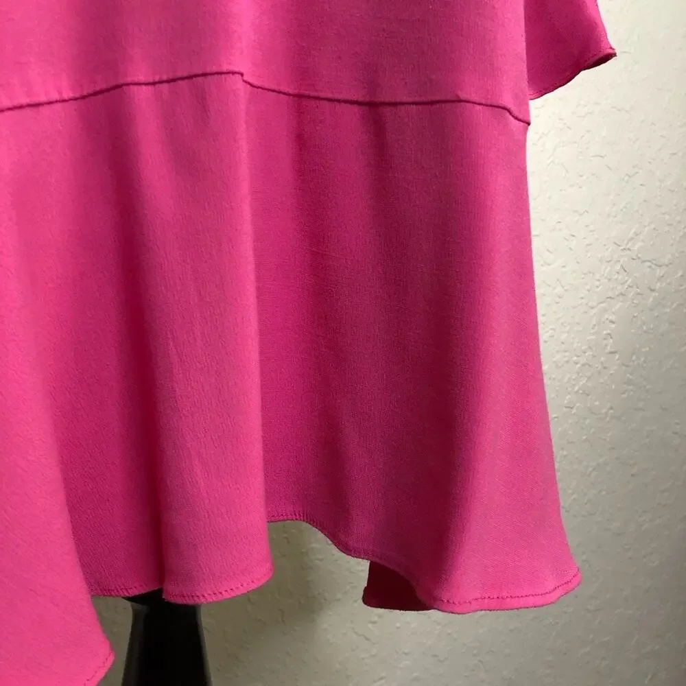 Anthropologie HD in Paris bright pink v neck swing dress size 6